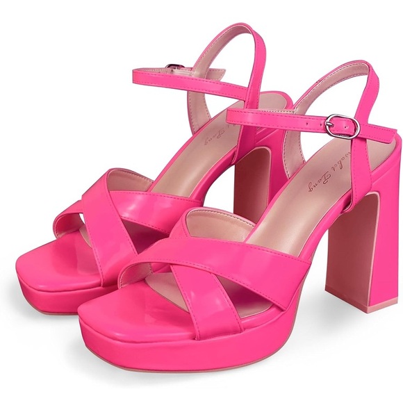 Shoes - Elisabet Tang Chunky Platform Heeled Sandals for Women Sexy Square Toe Heels NWT